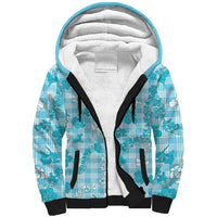 Polu Aloha Hawaii Sherpa Hoodie Plumeria Lei With Palaka Motif LT14 Unisex Blue - Polynesian Pride