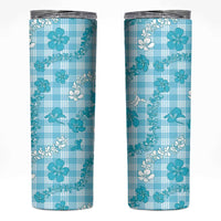 Polu Aloha Hawaii Skinny Tumbler Plumeria Lei With Palaka Motif LT14 Blue - Polynesian Pride