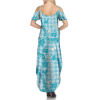 Polu Aloha Hawaii Summer Maxi Dress Plumeria Lei With Palaka Motif - Polynesian Pride