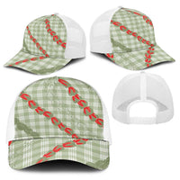 Omaomao Aloha Hawaii Baseball Net Cap Rosebud Lei With Palaka Motif - Polynesian Pride