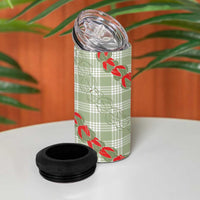 Omaomao Aloha Hawaii 4 in 1 Can Cooler Tumbler Rosebud Lei With Palaka Motif LT14 - Polynesian Pride