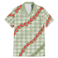 Omaomao Aloha Hawaii Family Matching Mermaid Dress and Hawaiian Shirt Rosebud Lei With Palaka Motif LT14 Dad's Shirt - Short Sleeve Green - Polynesian Pride
