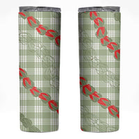 Omaomao Aloha Hawaii Skinny Tumbler Rosebud Lei With Palaka Motif LT14 Green - Polynesian Pride