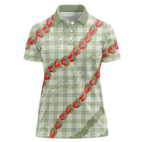 Omaomao Aloha Hawaii Women Polo Shirt Rosebud Lei With Palaka Motif - Polynesian Pride