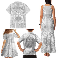 Samoa White Sunday Family Matching Tank Maxi Dress and Hawaiian Shirt Manuia le Aso Sa o Tamaiti Polynesian Plumeria LT14 - Polynesian Pride