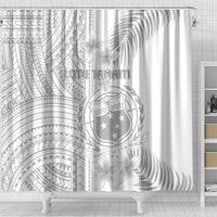Samoa White Sunday Shower Curtain Manuia le Aso Sa o Tamaiti Polynesian Plumeria LT14 - Polynesian Pride