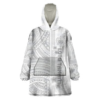 Samoa White Sunday Wearable Blanket Hoodie Manuia le Aso Sa o Tamaiti Polynesian Plumeria LT14 One Size White - Polynesian Pride