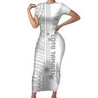 Personalised Samoa White Sunday Family Matching Short Sleeve Bodycon Dress and Hawaiian Shirt Manuia le Aso Sa o Tamaiti Polynesian Plumeria LT14 Mom's Dress White - Polynesian Pride