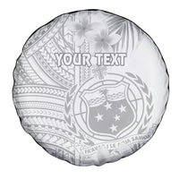 Personalised Samoa White Sunday Spare Tire Cover Manuia le Aso Sa o Tamaiti Polynesian Plumeria LT14 White - Polynesian Pride