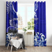 Personalised American Samoa Fautasi Race Window Curtain Eagle With Polynesian Pattern LT14 - Polynesian Pride