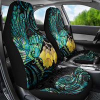 New Zealand Fantail Bird Car Seat Cover Maori Piwakawaka Kowhai - Paua Shell Pattern LT14 - Polynesian Pride