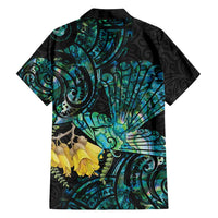 New Zealand Fantail Bird Family Matching Tank Maxi Dress and Hawaiian Shirt Maori Piwakawaka Kowhai - Paua Shell Pattern LT14 - Polynesian Pride