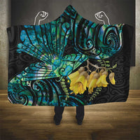 New Zealand Fantail Bird Hooded Blanket Maori Piwakawaka Kowhai - Paua Shell Pattern LT14 - Polynesian Pride