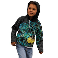New Zealand Fantail Bird Kid Hoodie Maori Piwakawaka Kowhai - Paua Shell Pattern LT14 - Polynesian Pride