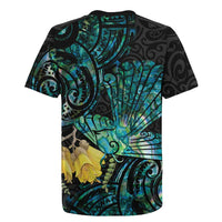 New Zealand Fantail Bird Rugby Jersey Maori Piwakawaka Kowhai - Paua Shell Pattern LT14 - Polynesian Pride