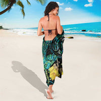 New Zealand Fantail Bird Sarong Maori Piwakawaka Kowhai - Paua Shell Pattern