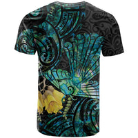 New Zealand Fantail Bird T Shirt Maori Piwakawaka Kowhai - Paua Shell Pattern LT14 - Polynesian Pride