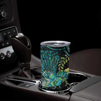 New Zealand Fantail Bird Tumbler Cup Maori Piwakawaka Kowhai - Paua Shell Pattern LT14 - Polynesian Pride