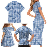 Blue Palaka Hawaii Palapalai Family Matching Short Sleeve Bodycon Dress and Hawaiian Shirt Hawaiian Fern LT14 - Polynesian Pride