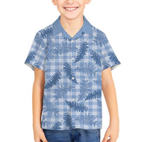 Blue Palaka Hawaii Palapalai Family Matching Short Sleeve Bodycon Dress and Hawaiian Shirt Hawaiian Fern LT14 Son's Shirt Blue - Polynesian Pride