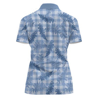 Blue Palaka Hawaii Palapalai Women Polo Shirt Hawaiian Fern - Polynesian Pride