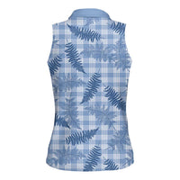 Blue Palaka Hawaii Palapalai Women Sleeveless Polo Shirt Hawaiian Fern LT14 - Polynesian Pride