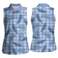 Blue Palaka Hawaii Palapalai Women Sleeveless Polo Shirt Hawaiian Fern LT14 - Polynesian Pride
