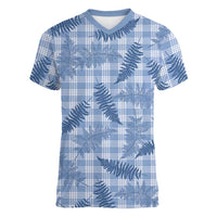 Blue Palaka Hawaii Palapalai Women V-Neck T-Shirt Hawaiian Fern LT14 Female Blue - Polynesian Pride