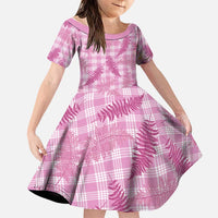 Purple Palaka Hawaii Palapalai Family Matching Off The Shoulder Long Sleeve Dress and Hawaiian Shirt Hawaiian Fern LT14 Daughter's Dress Purple - Polynesian Pride