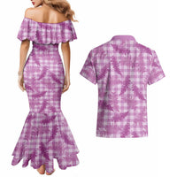 Pink Palaka Hawaii Palapalai Couples Matching Mermaid Dress and Hawaiian Shirt Hawaiian Fern LT14 - Polynesian Pride