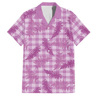 Pink Palaka Hawaii Palapalai Family Matching Off Shoulder Short Dress and Hawaiian Shirt Hawaiian Fern LT14 Dad's Shirt - Short Sleeve Pink - Polynesian Pride