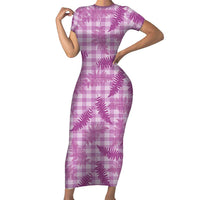 Pink Palaka Hawaii Palapalai Family Matching Short Sleeve Bodycon Dress and Hawaiian Shirt Hawaiian Fern LT14 Mom's Dress Pink - Polynesian Pride