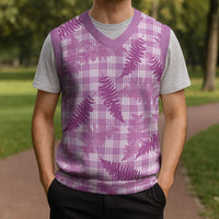 Pink Palaka Hawaii Palapalai Christmas Knitted V-Neck Vest Hawaiian Fern LT14 - Polynesian Pride
