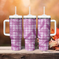 Pink Palaka Hawaii Palapalai Tumbler With Handle Hawaiian Fern - Polynesian Pride