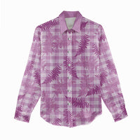 Pink Palaka Hawaii Palapalai Women Casual Shirt Hawaiian Fern - Polynesian Pride