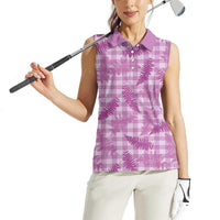 Pink Palaka Hawaii Palapalai Women Sleeveless Polo Shirt Hawaiian Fern LT14 - Polynesian Pride