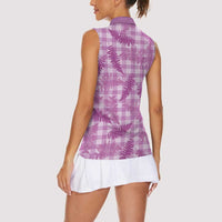 Pink Palaka Hawaii Palapalai Women Sleeveless Polo Shirt Hawaiian Fern LT14 - Polynesian Pride