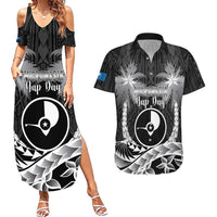 FSM Yap Day Couples Matching Summer Maxi Dress and Hawaiian Shirt 2025 Wa'ab Micronesia Black Color LT14 Black - Polynesian Pride