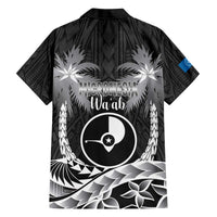 FSM Yap Day Family Matching Off The Shoulder Long Sleeve Dress and Hawaiian Shirt 2025 Wa'ab Micronesia Black Color LT14 - Polynesian Pride