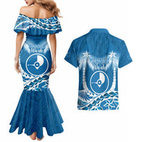 FSM Yap Day Couples Matching Mermaid Dress and Hawaiian Shirt 2025 Wa'ab Micronesia Flag Color LT14 - Polynesian Pride