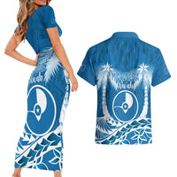 FSM Yap Day Couples Matching Short Sleeve Bodycon Dress and Hawaiian Shirt 2025 Wa'ab Micronesia Flag Color LT14 - Polynesian Pride