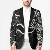 Aloha Hawaii Kalo Pikake Lei Blazer Chest Tattoo Black Hawaiian Pattern