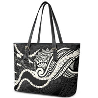 Aloha Hawaii Kalo Pikake Lei Leather Tote Bag Chest Tattoo Black Hawaiian Pattern