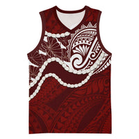 Aloha Hawaii Kalo Pikake Lei Basketball Jersey Chest Tattoo Oxblood Hawaiian Pattern