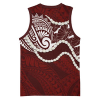 Aloha Hawaii Kalo Pikake Lei Basketball Jersey Chest Tattoo Oxblood Hawaiian Pattern