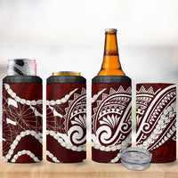Aloha Hawaii Kalo Pikake Lei 4 in 1 Can Cooler Tumbler Chest Tattoo Oxblood Hawaiian Pattern LT14 - Polynesian Pride