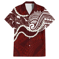 Aloha Hawaii Kalo Pikake Lei Family Matching Summer Maxi Dress and Hawaiian Shirt Chest Tattoo Oxblood Hawaiian Pattern LT14 Dad's Shirt - Short Sleeve Oxblood - Polynesian Pride