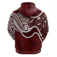 Aloha Hawaii Kalo Pikake Lei Hoodie Chest Tattoo Oxblood Hawaiian Pattern