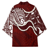 Aloha Hawaii Kalo Pikake Lei Kimono Chest Tattoo Oxblood Hawaiian Pattern