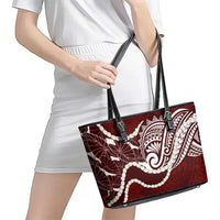 Aloha Hawaii Kalo Pikake Lei Leather Tote Bag Chest Tattoo Oxblood Hawaiian Pattern